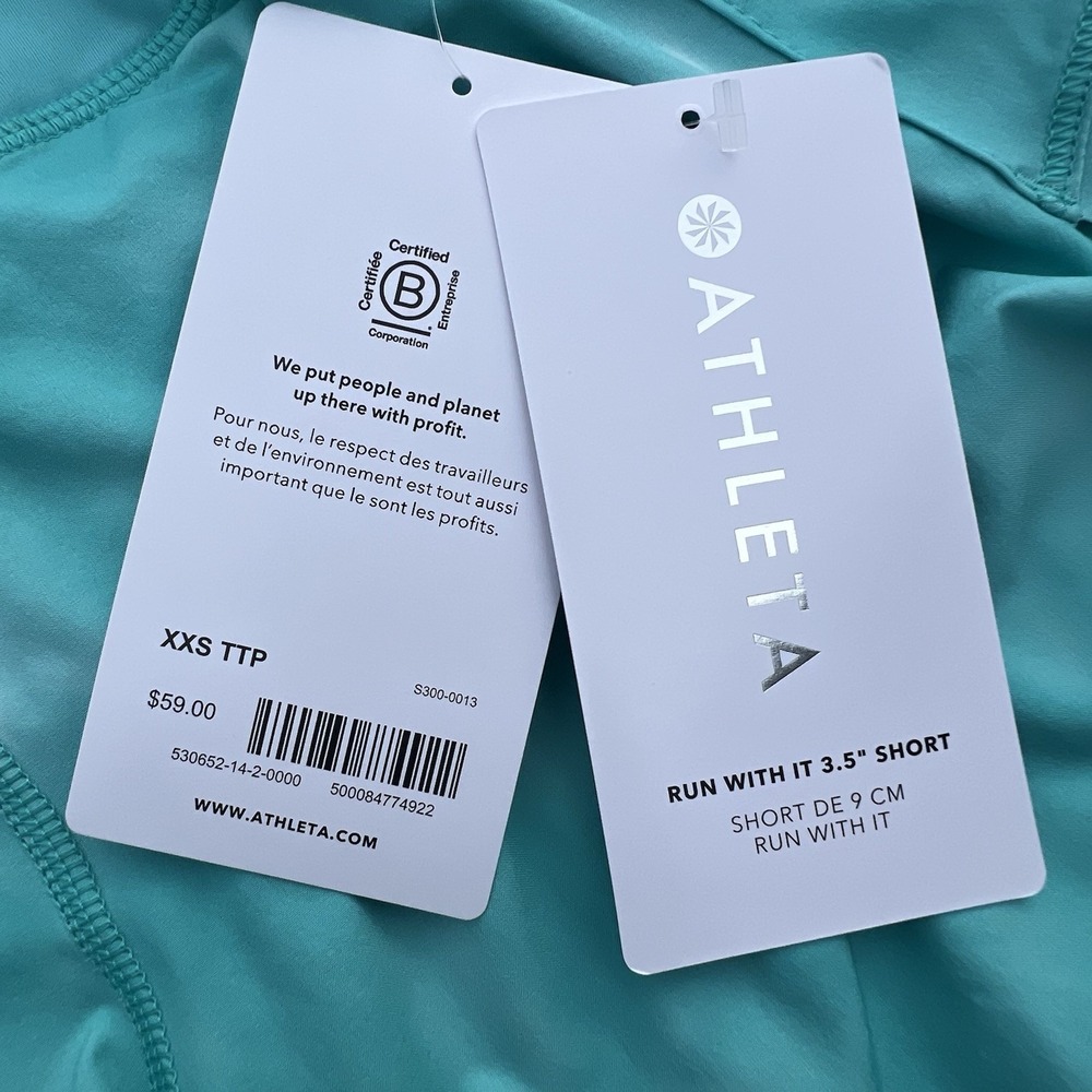 Athleta Run With It 3.5" Athletic Training Running Shorts Women XXS Teal NWT - Picture 9 of 11